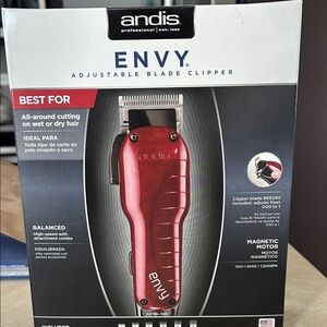 Andis Envy Clipper with Adjustable Blade - Vibrant Red